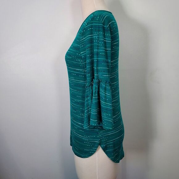 Apt. 9 Shirt Top 3/4 Bell Sleeves Comfy Soft Stretch Size Medium Green - Picture 5 of 13